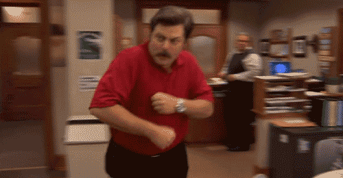 Ron Swanson happy dancing Parks and Rec GIF | The Lonely Tribalist